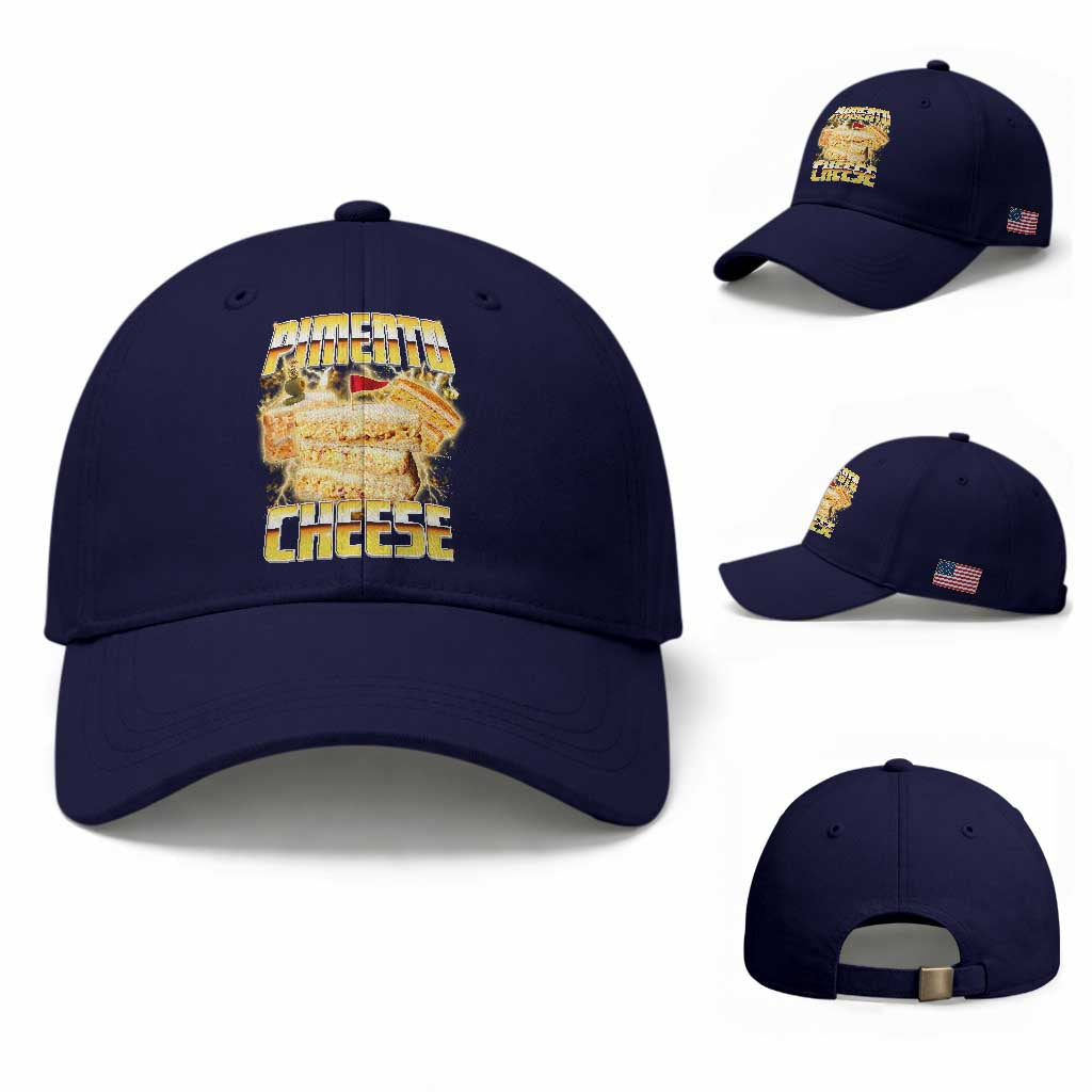 Pimento Cheese Baseball Cap Funny Cheesemonger Cheese Lovers Bootleg Art TS11 Baseball Cap Universal Fit Dark Blue Print Your Wear
