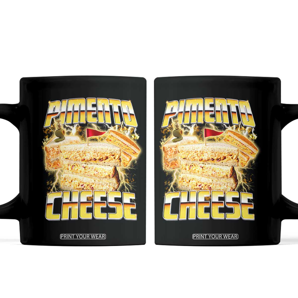 Pimento Cheese Coffee Mug Funny Cheesemonger Cheese Lovers Bootleg Art TS11 Black Print Your Wear