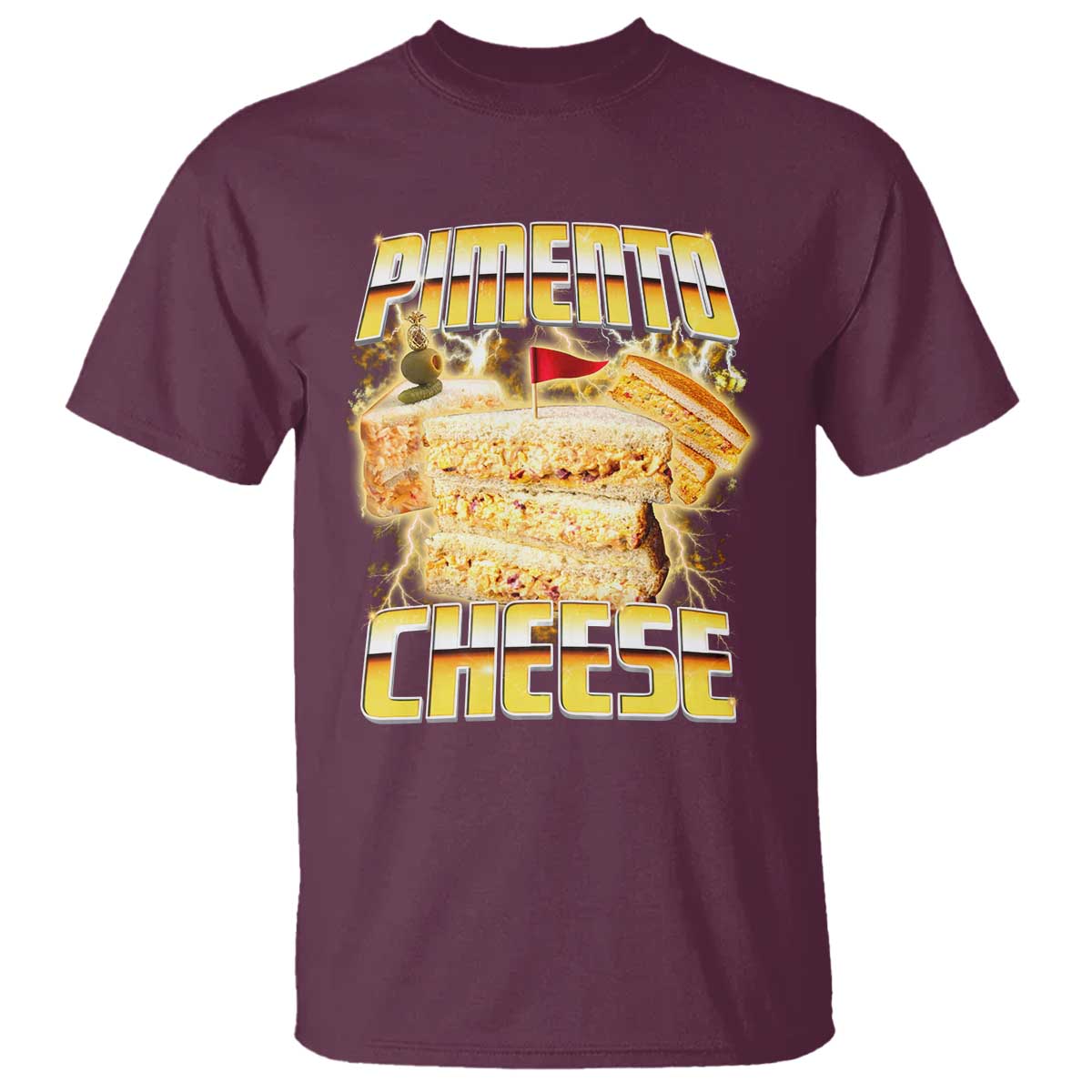 Pimento Cheese T Shirt Funny Cheesemonger Cheese Lovers Bootleg Art TS11 Maroon Print Your Wear