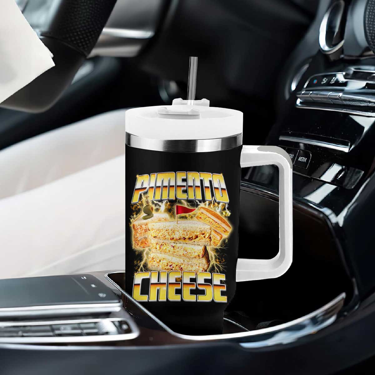 Pimento Cheese Tumbler With Handle Funny Cheesemonger Cheese Lovers Bootleg Art TS11 Print Your Wear
