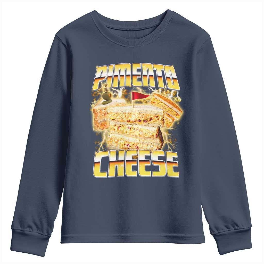 Pimento Cheese Youth Sweatshirt Funny Cheesemonger Cheese Lovers Bootleg Art TS11 Navy Print Your Wear