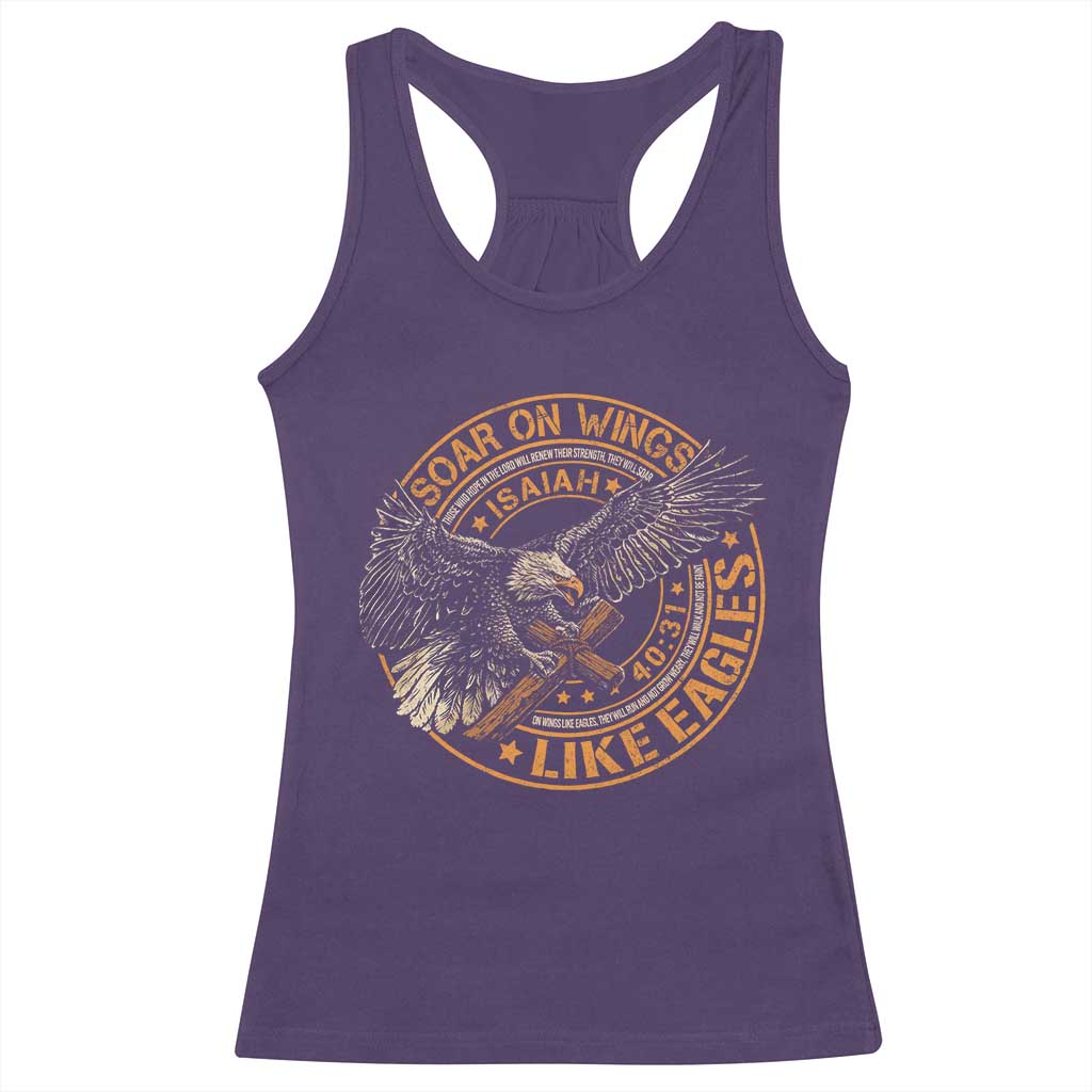 Soar On Wings Like Eagles Christian Racerback Tank Top Isaiah 40 31 Bible Verse TS11 Purple Print Your Wear