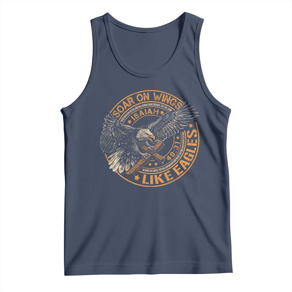 Soar On Wings Like Eagles Christian Tank Top Isaiah 40 31 Bible Verse TS11 Navy Print Your Wear