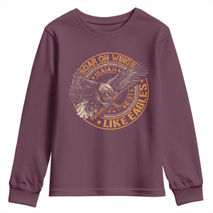 Soar On Wings Like Eagles Christian Youth Sweatshirt Isaiah 40 31 Bible Verse TS11 Maroon Print Your Wear