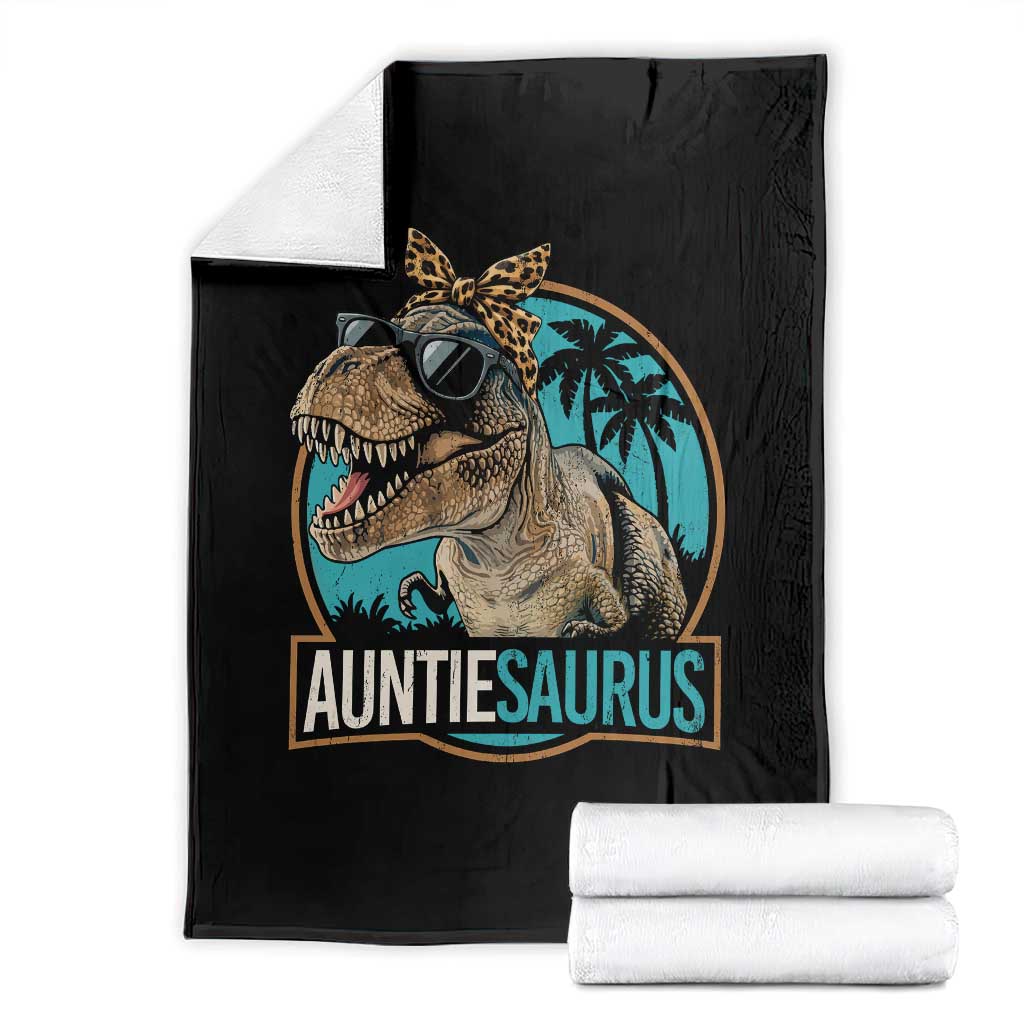 Auntiesaurus Funny Dinosaur Aunt Throw Blanket Family Matching TS11 Black Print Your Wear