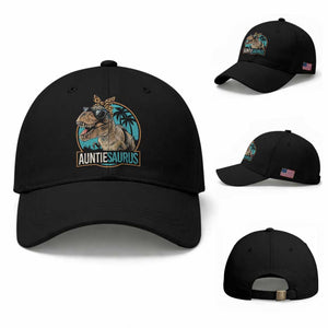 Auntiesaurus Funny Dinosaur Aunt Baseball Cap Family Matching TS11 Baseball Cap Universal Fit Black Print Your Wear