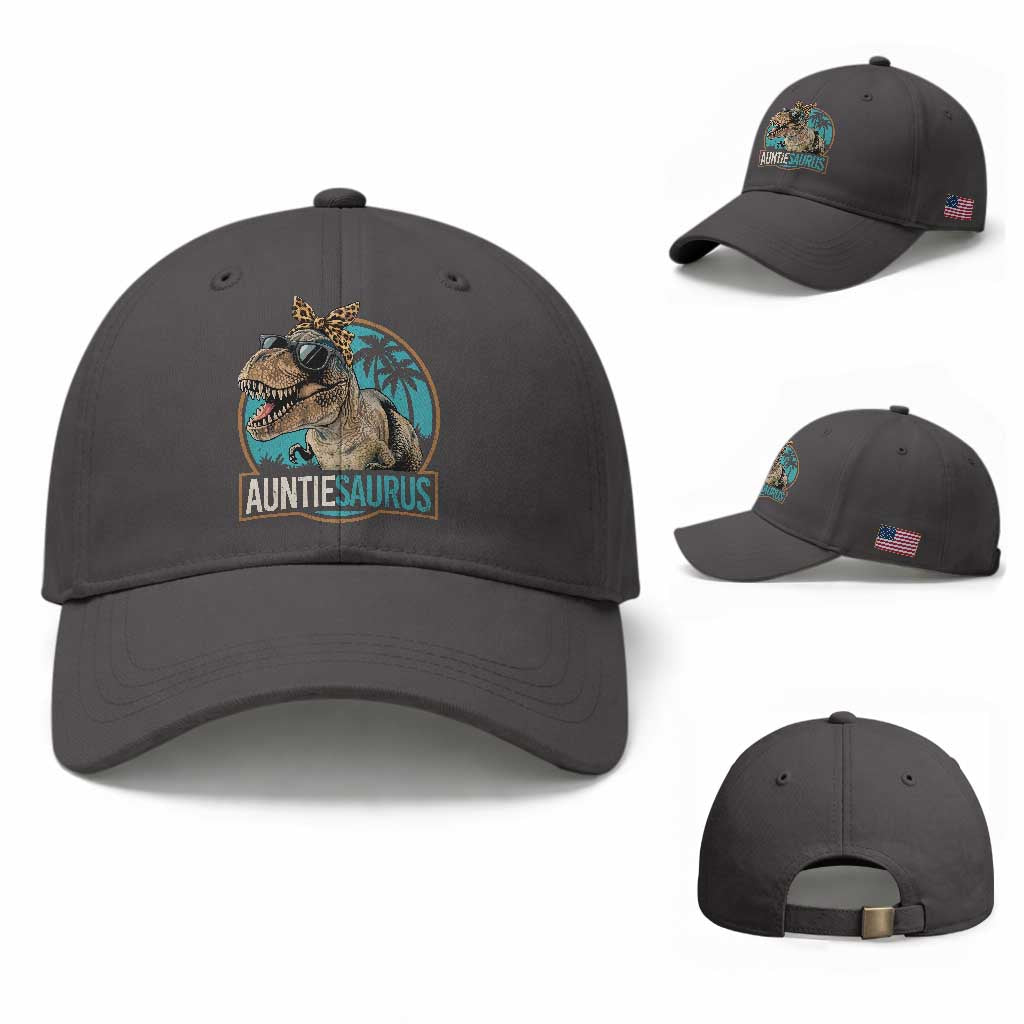 Auntiesaurus Funny Dinosaur Aunt Baseball Cap Family Matching TS11 Baseball Cap Universal Fit Dark Gray Print Your Wear