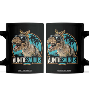 Auntiesaurus Funny Dinosaur Aunt Coffee Mug Family Matching TS11 Black Print Your Wear