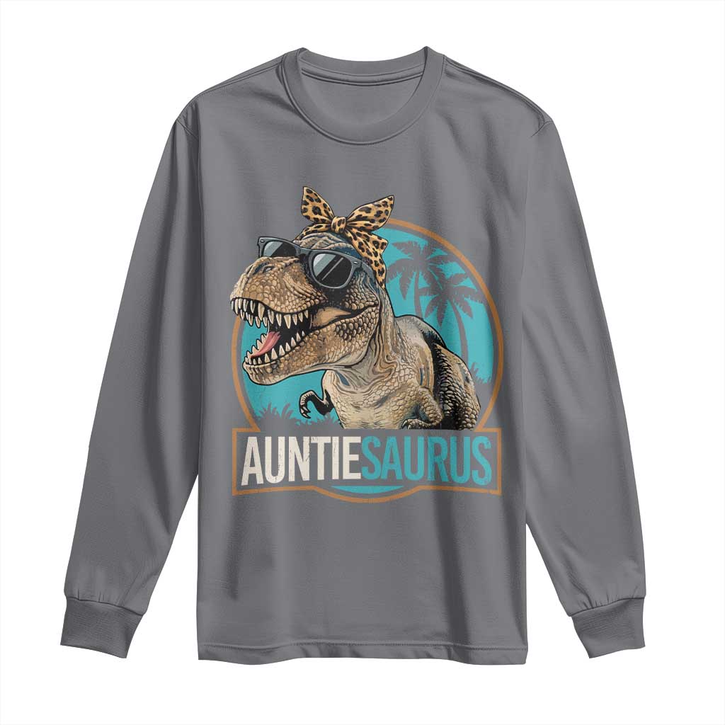 Auntiesaurus Funny Dinosaur Aunt Long Sleeve Shirt Family Matching TS11 Charcoal Print Your Wear