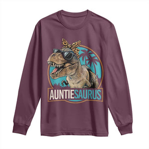 Auntiesaurus Funny Dinosaur Aunt Long Sleeve Shirt Family Matching TS11 Maroon Print Your Wear