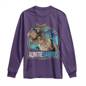 Auntiesaurus Funny Dinosaur Aunt Long Sleeve Shirt Family Matching TS11 Purple Print Your Wear