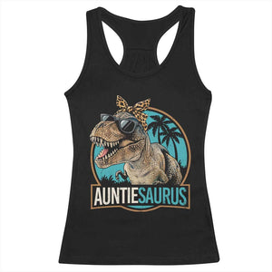Auntiesaurus Funny Dinosaur Aunt Racerback Tank Top Family Matching TS11 Black Print Your Wear