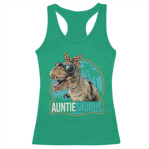 Auntiesaurus Funny Dinosaur Aunt Racerback Tank Top Family Matching TS11 Irish Green Print Your Wear