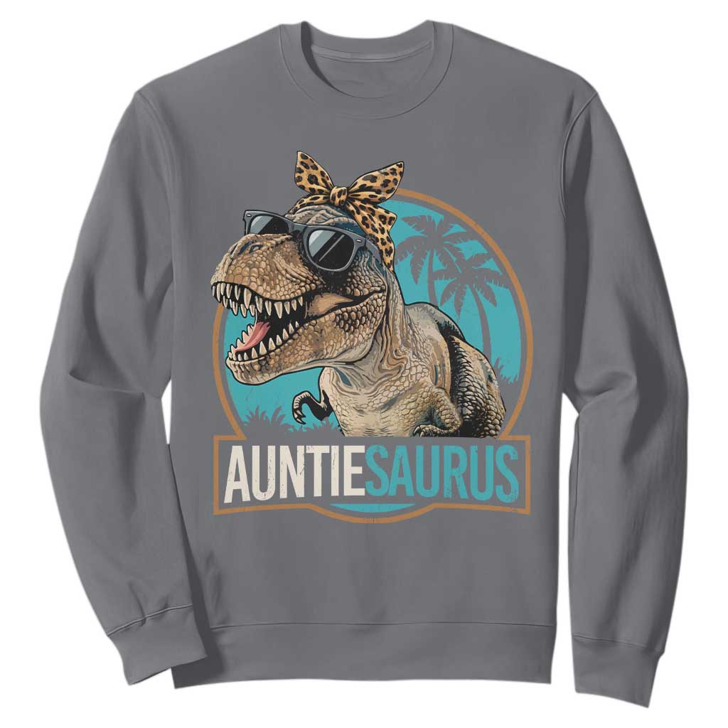 Auntiesaurus Funny Dinosaur Aunt Sweatshirt Family Matching TS11 Charcoal Print Your Wear