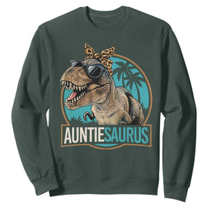 Auntiesaurus Funny Dinosaur Aunt Sweatshirt Family Matching TS11 Dark Forest Green Print Your Wear