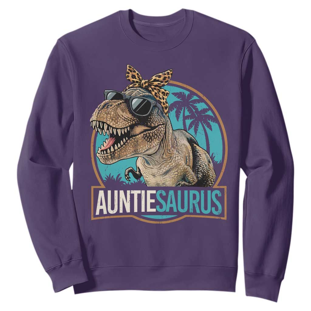 Auntiesaurus Funny Dinosaur Aunt Sweatshirt Family Matching TS11 Purple Print Your Wear