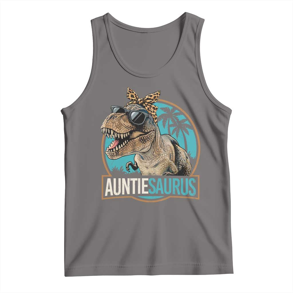 Auntiesaurus Funny Dinosaur Aunt Tank Top Family Matching TS11 Deep Heather Print Your Wear