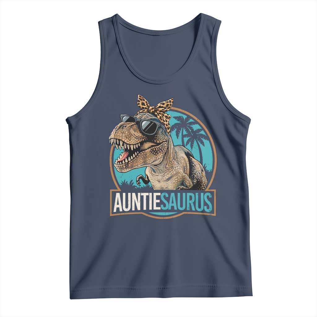 Auntiesaurus Funny Dinosaur Aunt Tank Top Family Matching TS11 Navy Print Your Wear