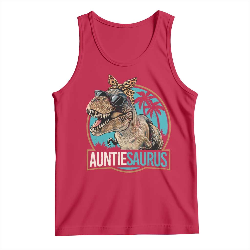 Auntiesaurus Funny Dinosaur Aunt Tank Top Family Matching TS11 Red Print Your Wear