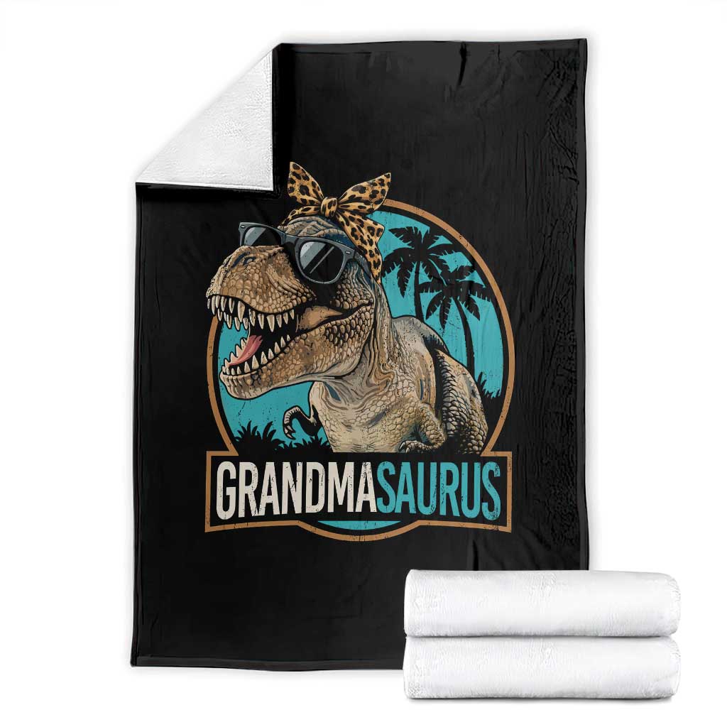 Grandmasaurus Funny Dinosaur Grandma Throw Blanket Family Matching TS11 Black Print Your Wear