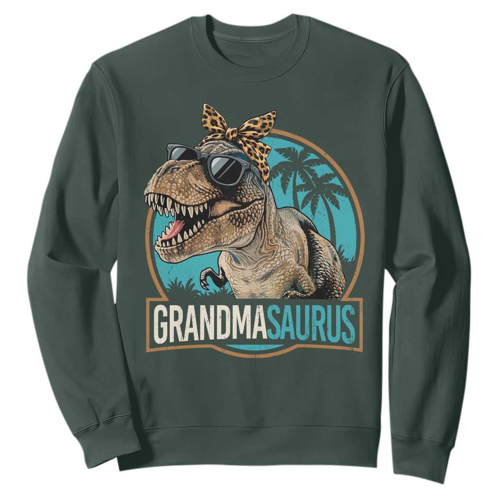 Grandmasaurus Funny Dinosaur Grandma Sweatshirt Family Matching TS11 Dark Forest Green Print Your Wear