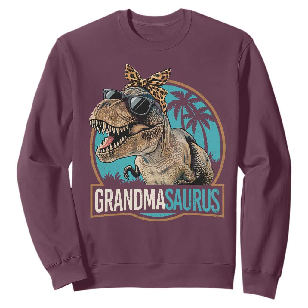 Grandmasaurus Funny Dinosaur Grandma Sweatshirt Family Matching TS11 Maroon Print Your Wear
