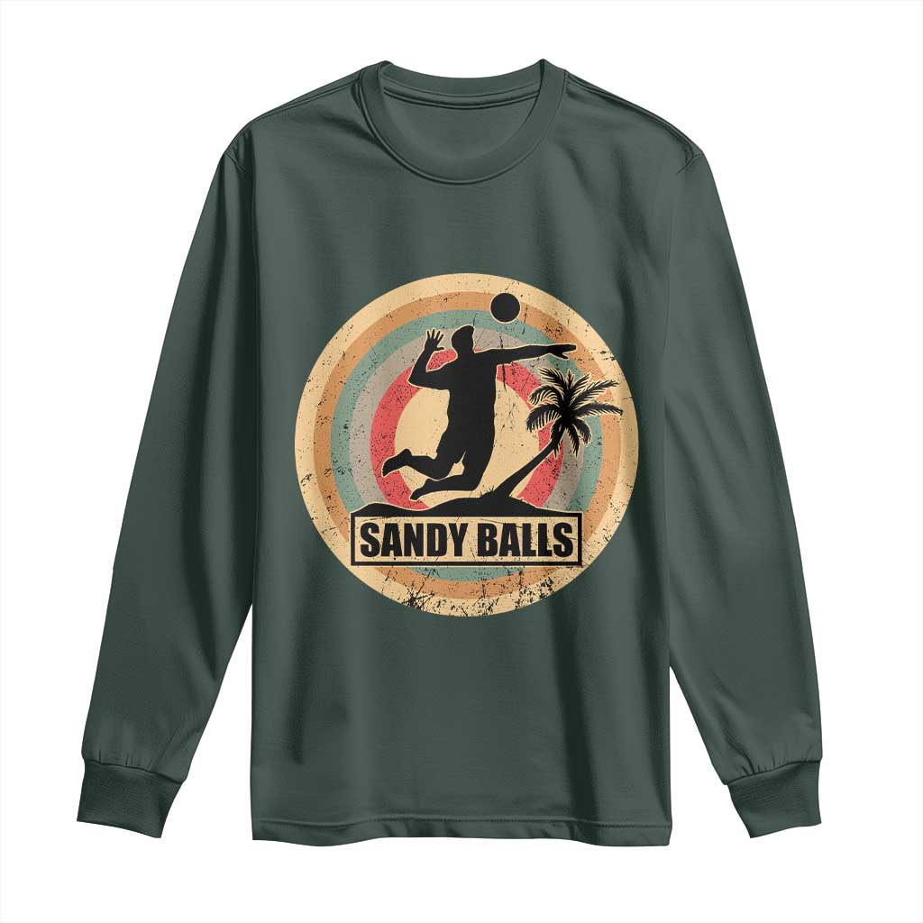 Beach Volleyball Long Sleeve Shirt Sandy Balls Team Player Volleyball Coach TS11 Dark Forest Green Print Your Wear