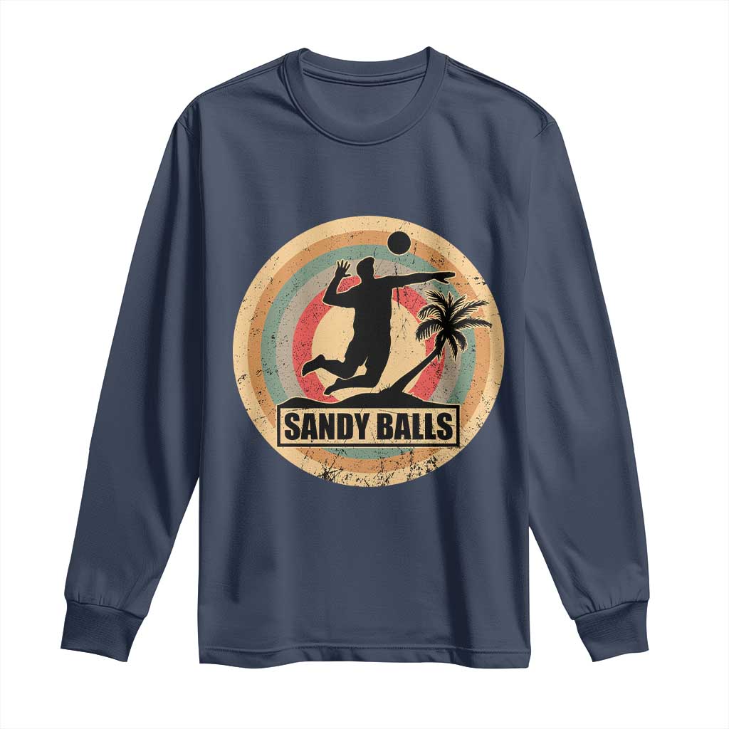 Beach Volleyball Long Sleeve Shirt Sandy Balls Team Player Volleyball Coach TS11 Navy Print Your Wear