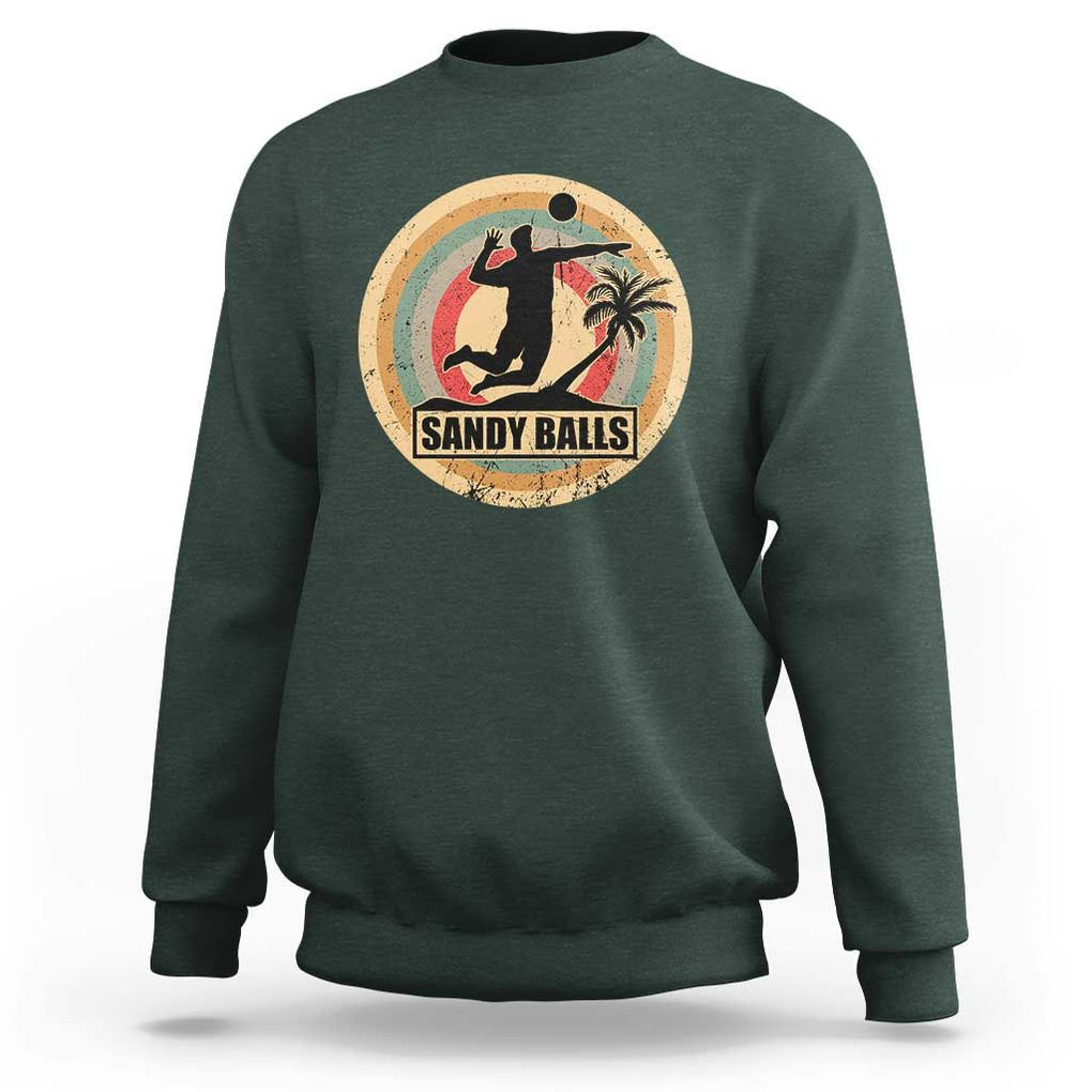 Beach Volleyball Sweatshirt Sandy Balls Team Player Volleyball Coach TS11 Dark Forest Green Print Your Wear