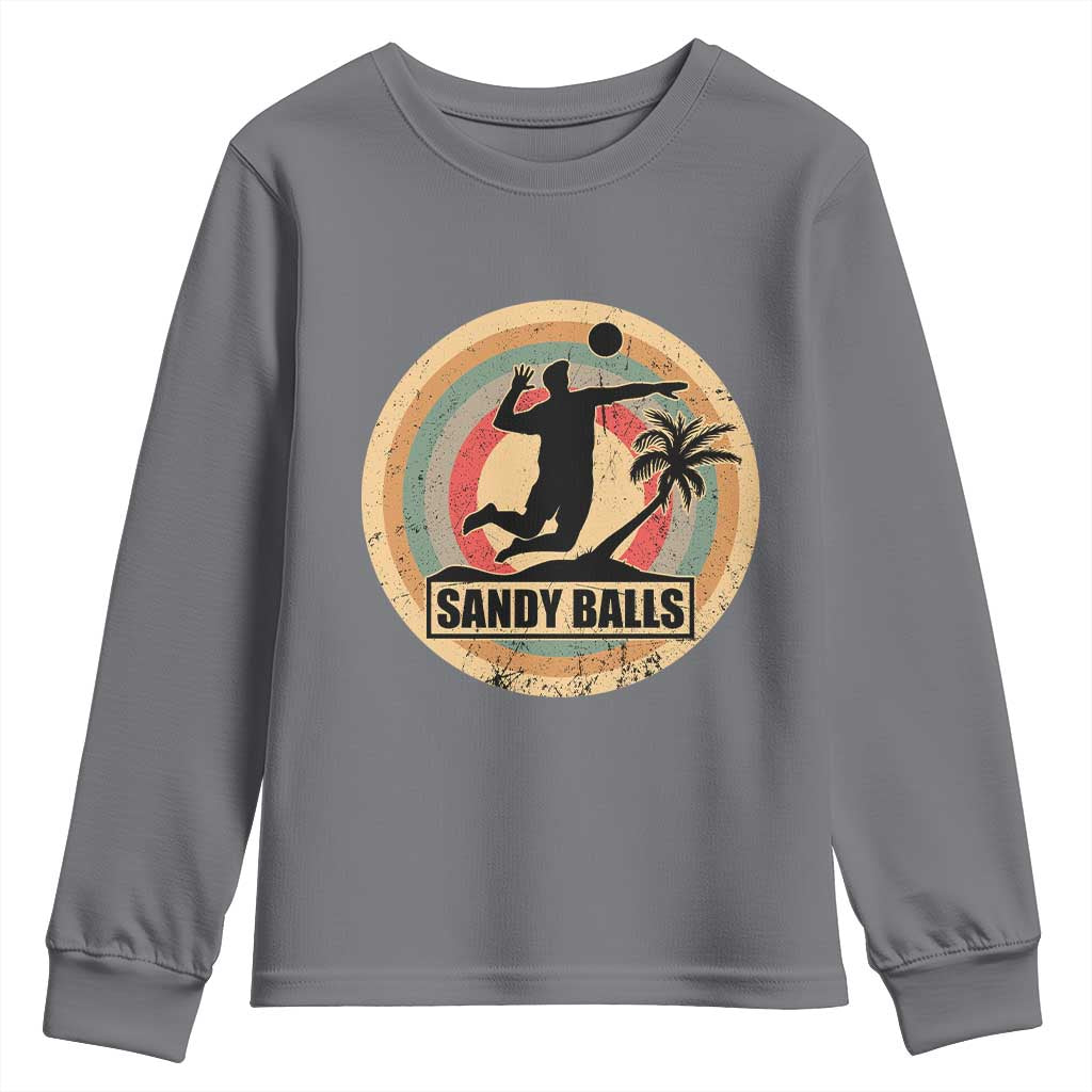 Beach Volleyball Youth Sweatshirt Sandy Balls Team Player Volleyball Coach TS11 Charcoal Print Your Wear