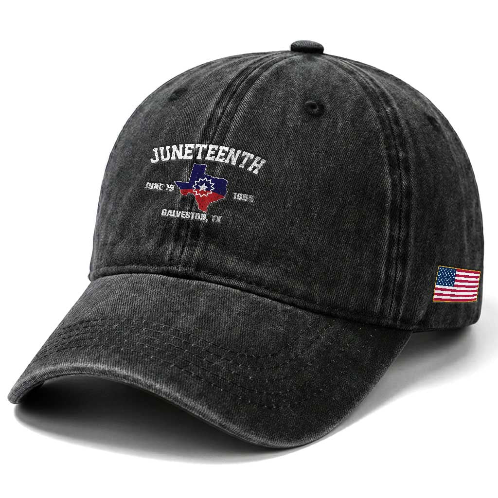 Juneteenth Galveston Texas Washed Cotton Baseball Cap Juneteenth Flag African American History TS11 Print Your Wear