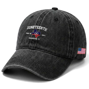 Juneteenth Galveston Texas Washed Cotton Baseball Cap Juneteenth Flag African American History TS11 Print Your Wear