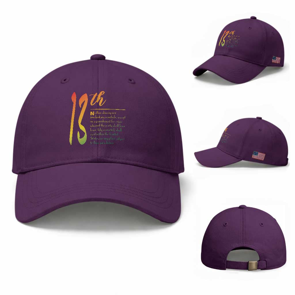 13th Amendment of U.S. Constitution Baseball Cap Juneteenth Black History TS11 Baseball Cap Universal Fit Purple Print Your Wear