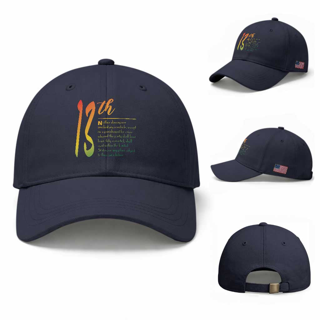 13th Amendment of U.S. Constitution Baseball Cap Juneteenth Black History TS11 Baseball Cap Universal Fit Navy Print Your Wear