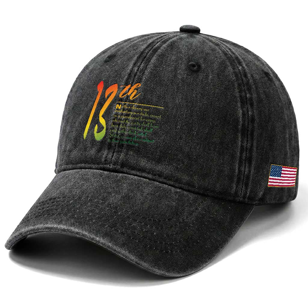 13th Amendment of U.S. Constitution Washed Cotton Baseball Cap Juneteenth Black History TS11 Print Your Wear