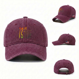 13th Amendment of U.S. Constitution Washed Cotton Baseball Cap Juneteenth Black History TS11 Washed Cap Universal Fit Burgundy Print Your Wear