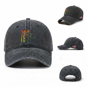 13th Amendment of U.S. Constitution Washed Cotton Baseball Cap Juneteenth Black History TS11 Washed Cap Universal Fit Dark Gray Print Your Wear