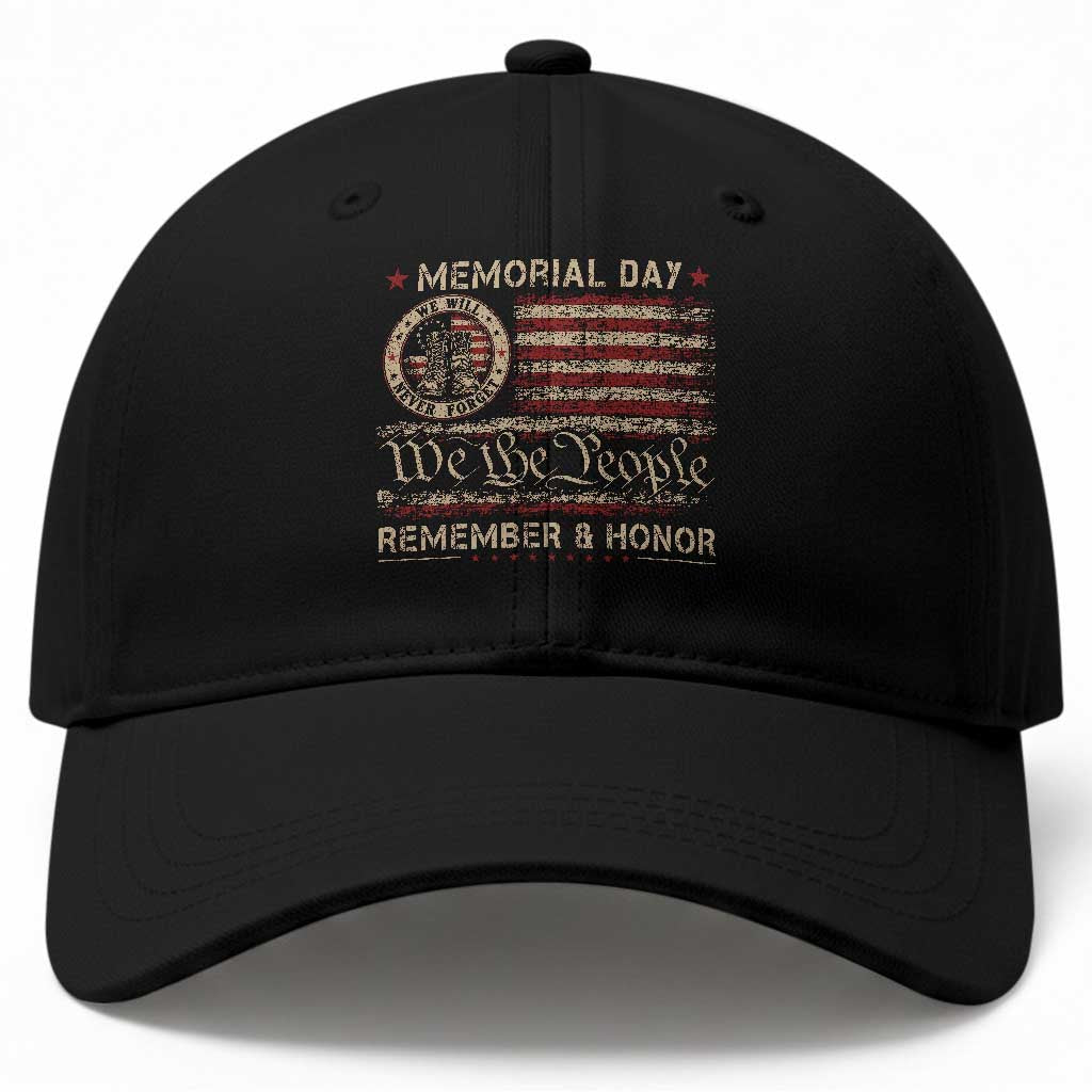 Memorial Day Baseball Cap Remember And Honor Red Poppy Flower Military Veteran TS11 Print Your Wear