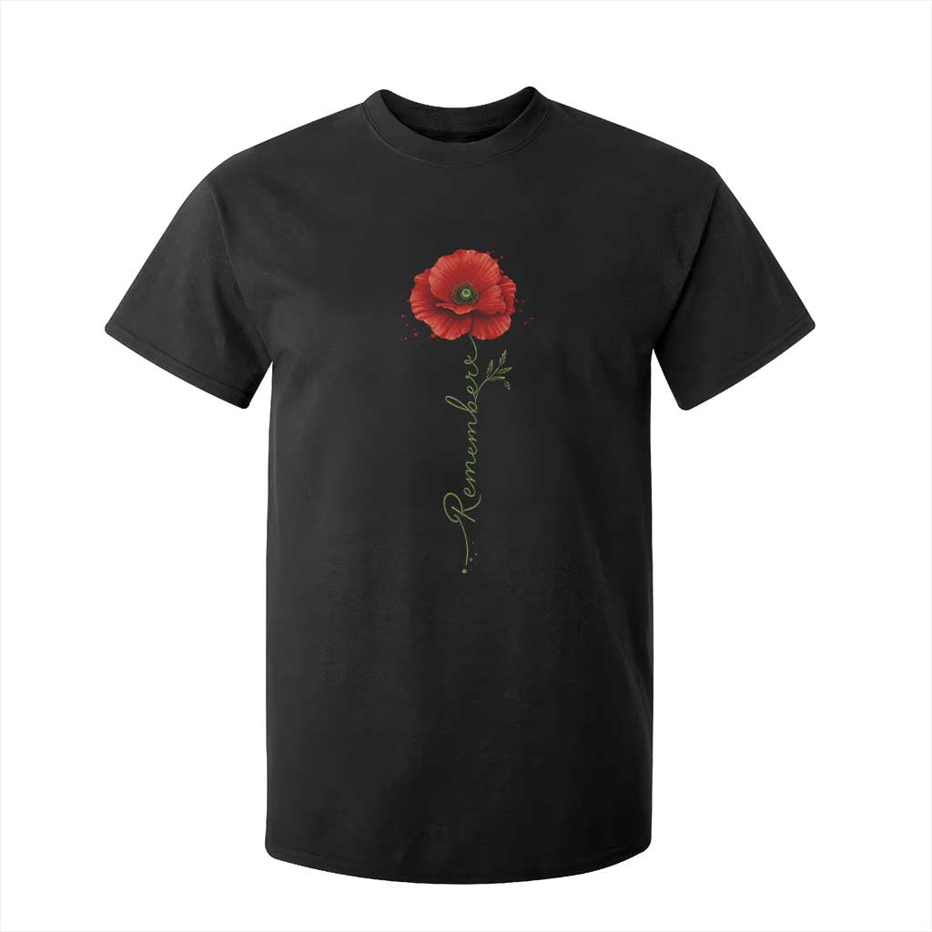 Remember Memorial Day Red Poppy Veteran Military Army T Shirt For Kid TS11 Black Print Your Wear