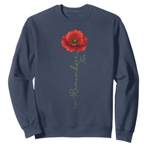 Remember Memorial Day Red Poppy Veteran Military Army Sweatshirt TS11 Navy Print Your Wear
