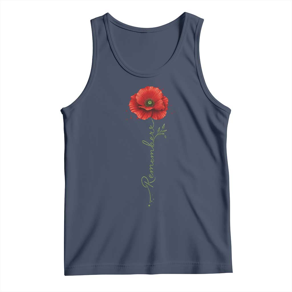 Remember Memorial Day Red Poppy Veteran Military Army Tank Top TS11 Navy Print Your Wear