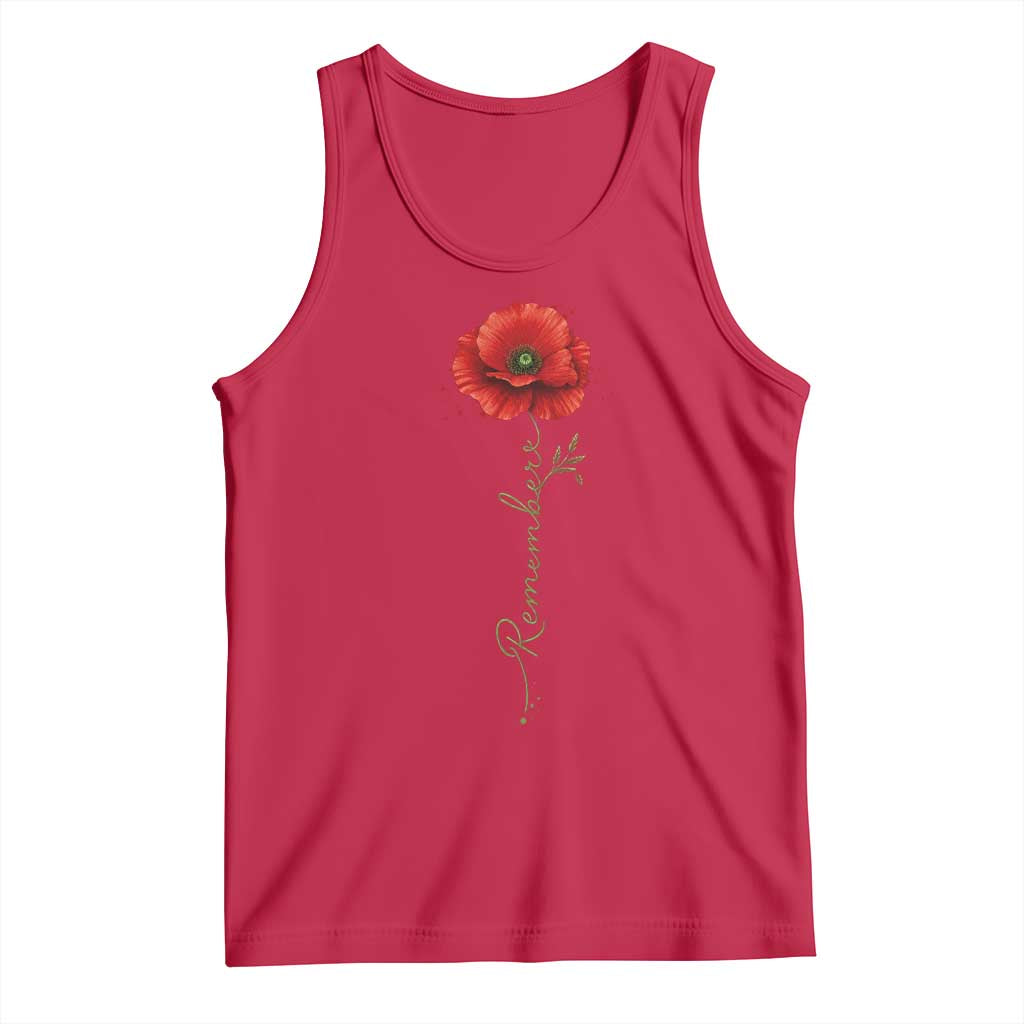 Remember Memorial Day Red Poppy Veteran Military Army Tank Top TS11 Red Print Your Wear