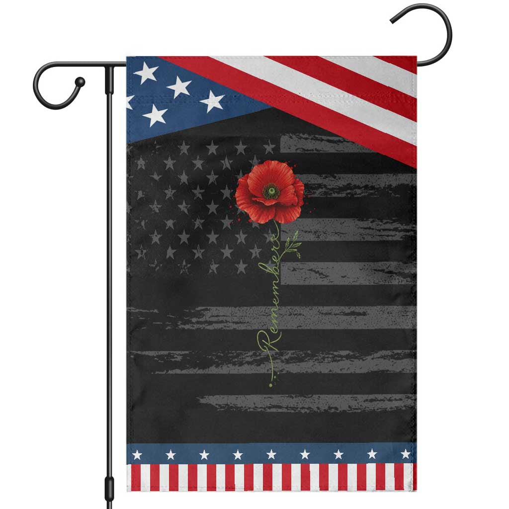 Remember Memorial day Red Poppy Veteran Military Army Patriotic Garden Flag TS11 Distressed Black Blue Print Your Wear