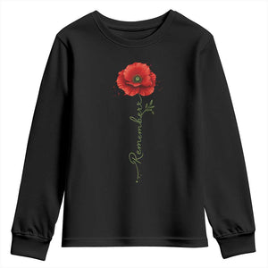 Remember Memorial Day Red Poppy Veteran Military Army Youth Sweatshirt TS11 Black Print Your Wear