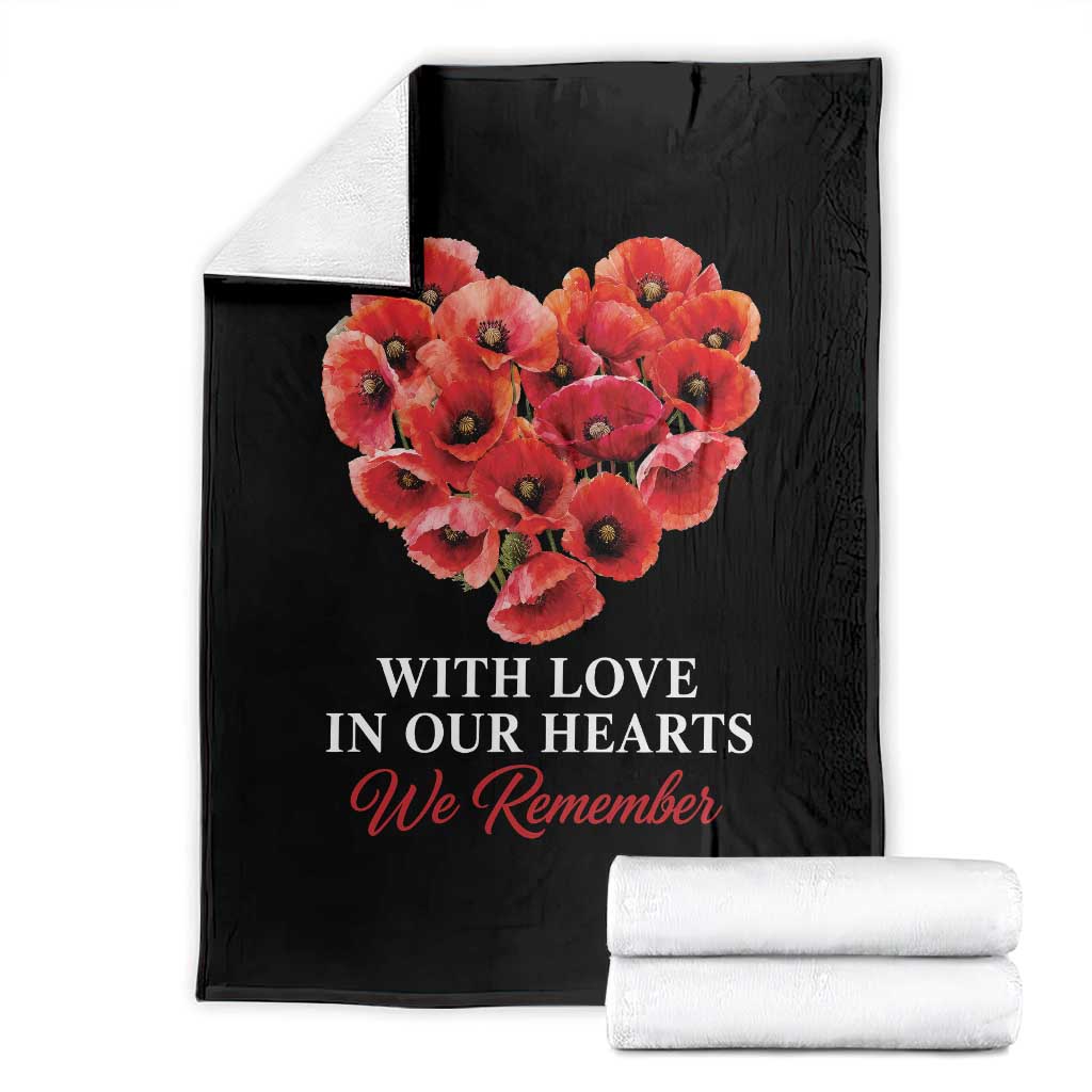 Memorial Day Throw Blanket With Love In Our Hearts We Remember Red Poppy Flower TS11 Black Print Your Wear