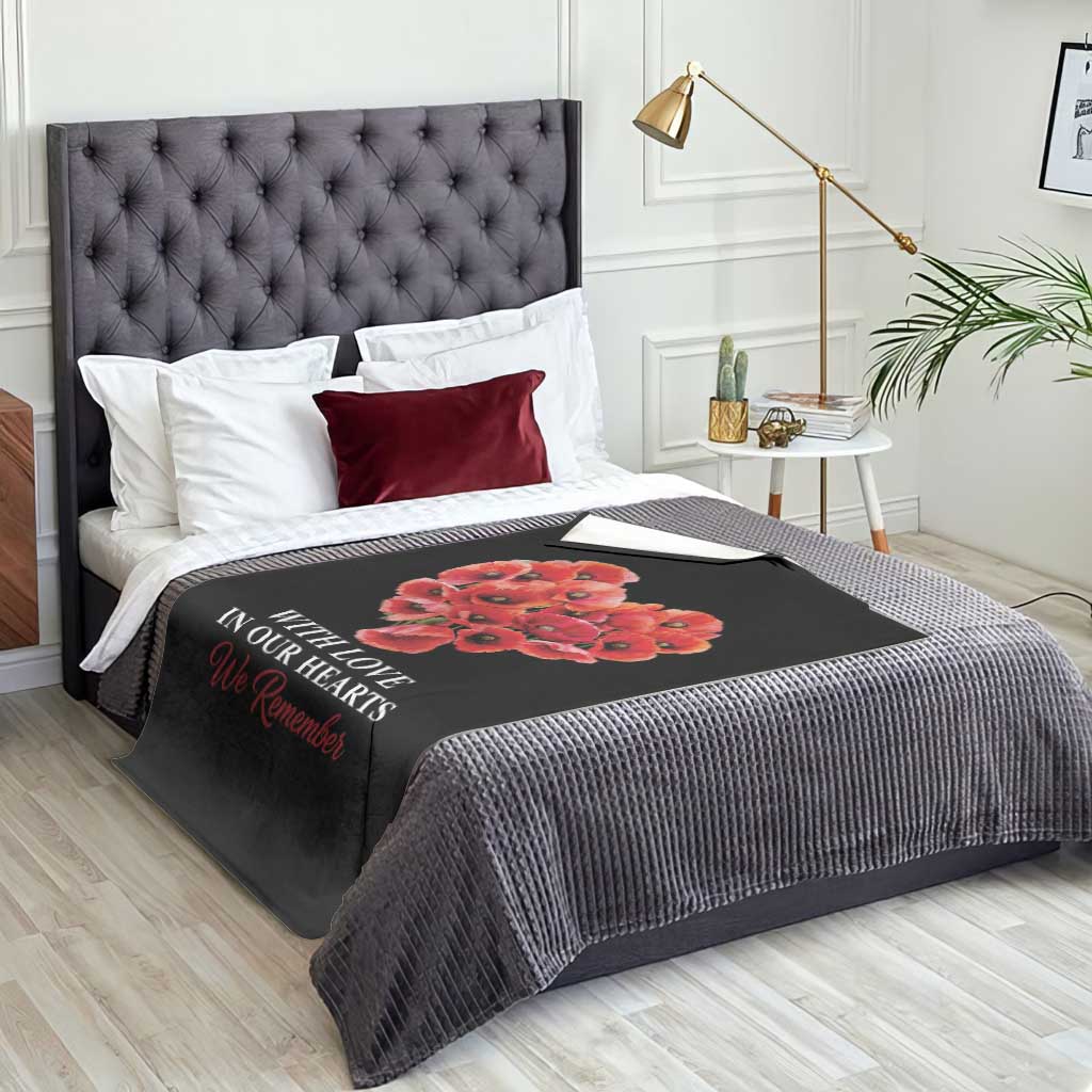 Memorial Day Throw Blanket With Love In Our Hearts We Remember Red Poppy Flower TS11 Print Your Wear
