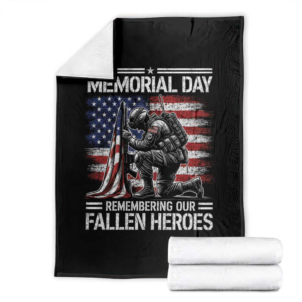 Memorial Day Throw Blanket Remembering Our Fallen Heroes Veteran Day American Flag TS11 Black Print Your Wear