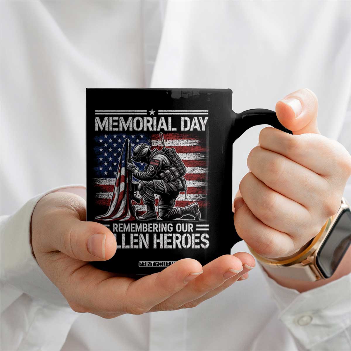 Memorial Day Coffee Mug Remembering Our Fallen Heroes Veteran Day American Flag TS11 Print Your Wear