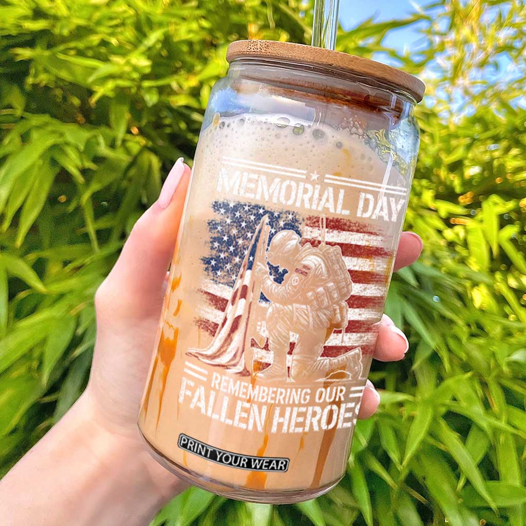 Memorial Day Glass Can Remembering Our Fallen Heroes Veteran Day American Flag TS11 Black Print Your Wear