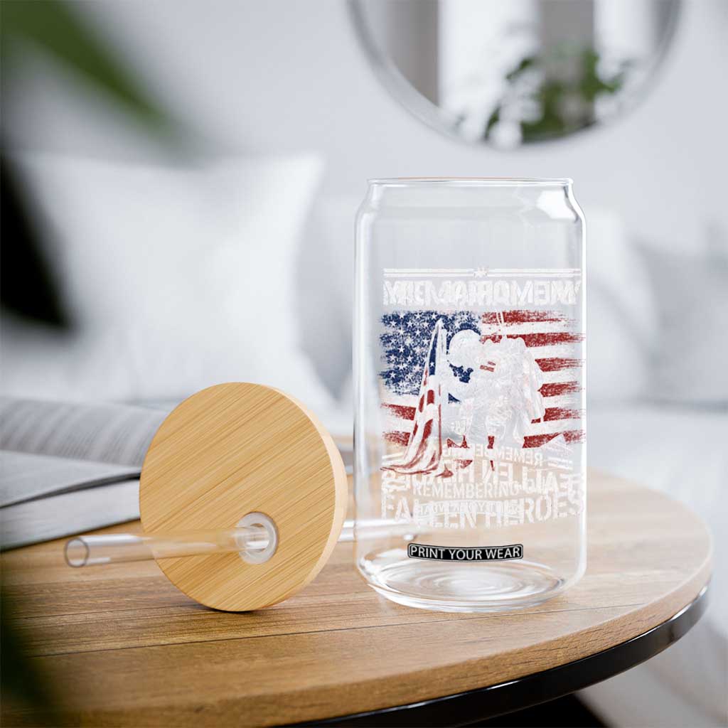 Memorial Day Glass Can Remembering Our Fallen Heroes Veteran Day American Flag TS11 Print Your Wear